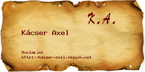 Kácser Axel névjegykártya